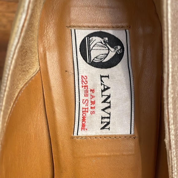 Lanvin Gold Metallic Leather Jute Wedge - Picture 4 of 6